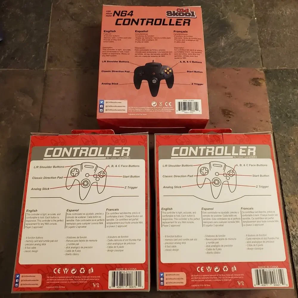 3 N64 Controllers - 3 Colors Bundle (NEW) - Blue Jungle Green Grey - Nintendo64